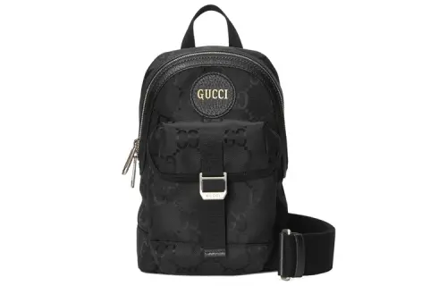 GUCCI Off The Grid Recycled Nylon With Leather Handbag, Shoulder Bag, Crossbody Bag Regular Unisex Black