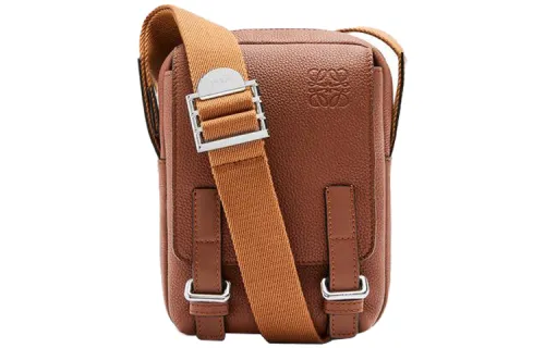 LOEWE Cow Leather Shoulder Bag, Crossbody Bag Mini Men's Cognac