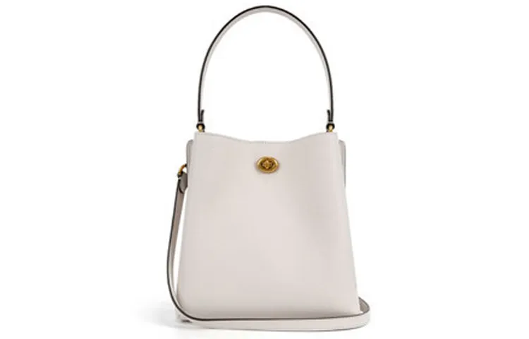 COACH Charlie Pebbled Leather Bucket Bag, Handbag, Shoulder Bag, Crossbody Bag Small Women's White
