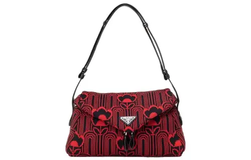 PRADA Leather Shoulder Bag Women's Red