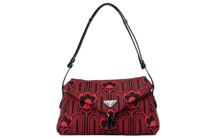 PRADA Leather Shoulder Bag Women's Red