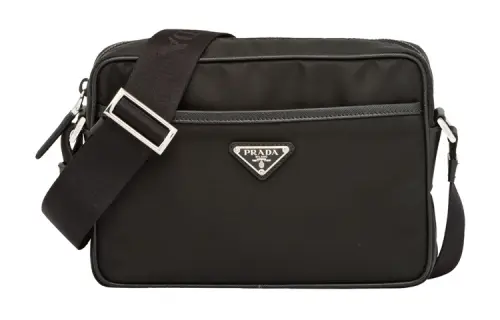PRADA Saffiano Recycled Nylon Leather Shoulder Bag Men's Black