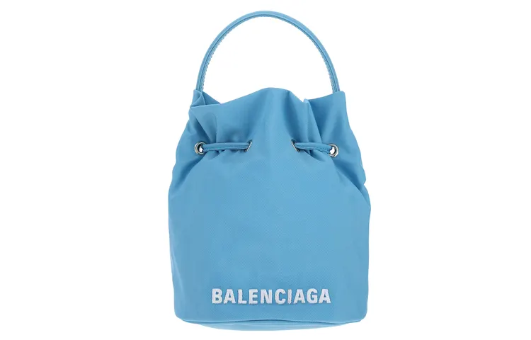 Balenciaga Bucket Bag Nylon Handbag Women's Light Blue