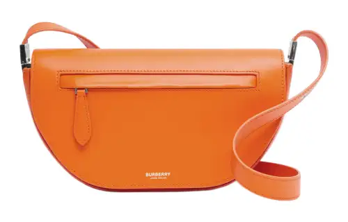 Burberry Olympia Calfskin Shoulder Bag, Crescent Bag, Handbag, Crossbody Bag, Shoulder Bag Women's Orange
