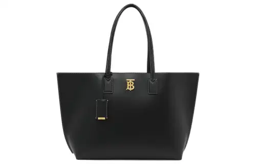 Burberry Leather Tote Bag, Shopping Bag, Handbag, Shoulder Bag Medium Women's Black