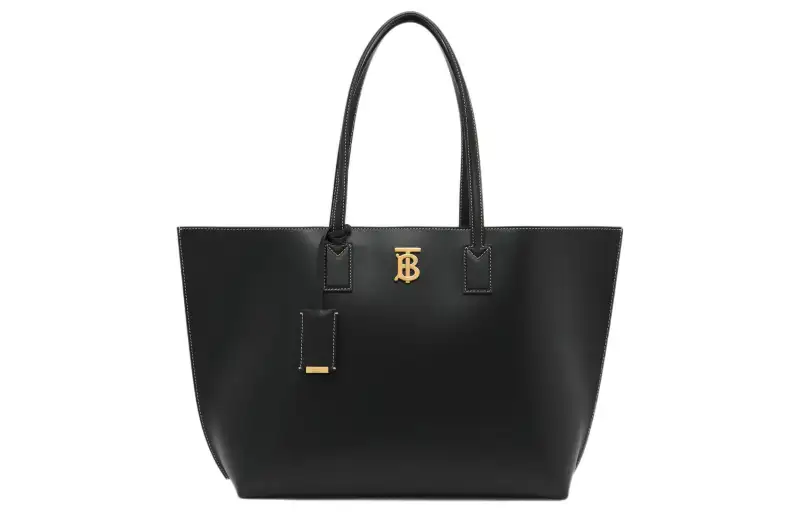 Burberry Leather Tote Bag, Shopping Bag, Handbag, Shoulder Bag Medium Women's Black