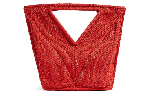 Bottega Veneta Point Cotton Handbag Women's Red