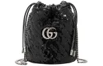 GUCCI GG Marmont Silk Bucket Bag, Chain Bag, Shoulder Bag, Crossbody Bag Mini Women's Black