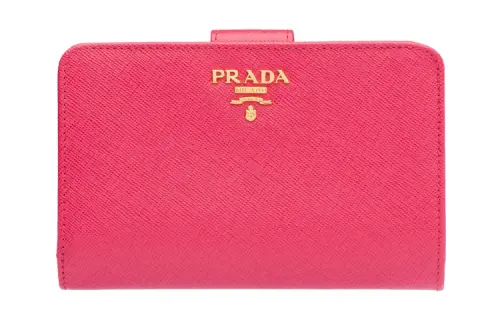 PRADA Saffiano Cow Leather Wallet Women's Pink
