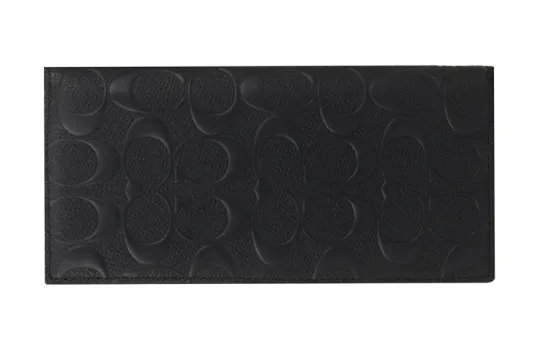 COACH Breast Pocket Refined Calfskin Long Wallet Men's Black