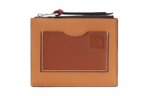 LOEWE Soft Grain Cow Leather Card Holder Women's Light Caramel/Hickory Nuts