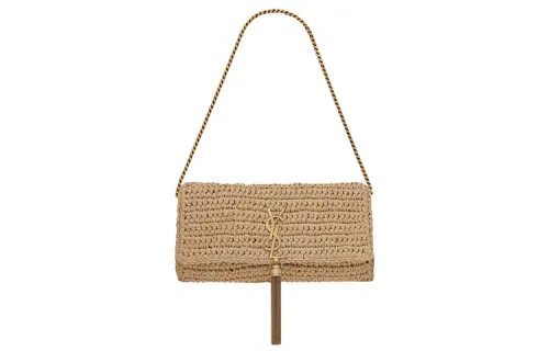 SAINT LAURENT Kate Leather Fringe Bag, Shoulder Bag, Clutch, One Shoulder Handbag, Crossbody Bag Women's Deep Nude