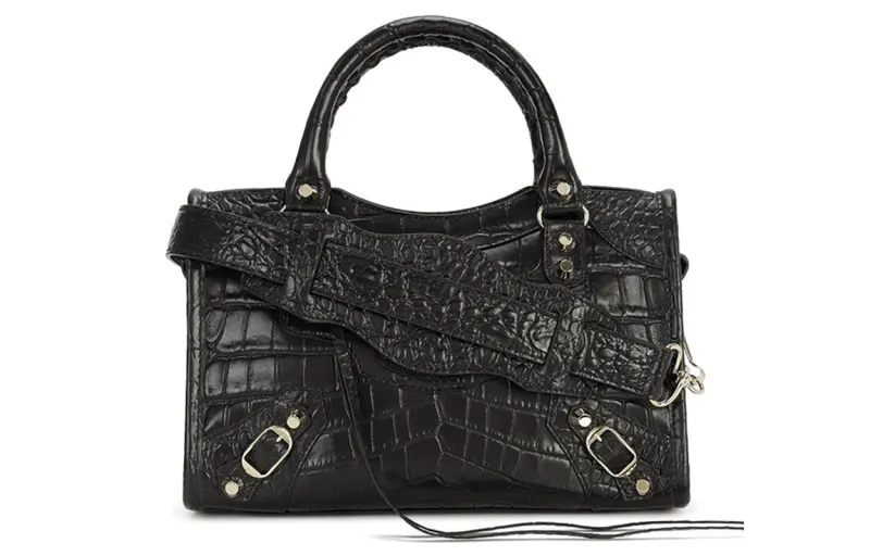 Balenciaga Cow Leather Crossbody One Shoulder Handbag Women's Black