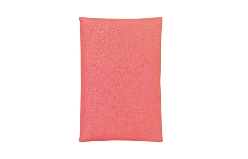 HERMES Calvi Goatskin Card Holder Women's Summer Pink