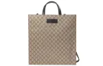 GUCCI Canvas With Leather Tote Bag, Shopping Bag, Shoulder Bag, Crossbody Bag, Handbag Regular Men's Ebony/Black