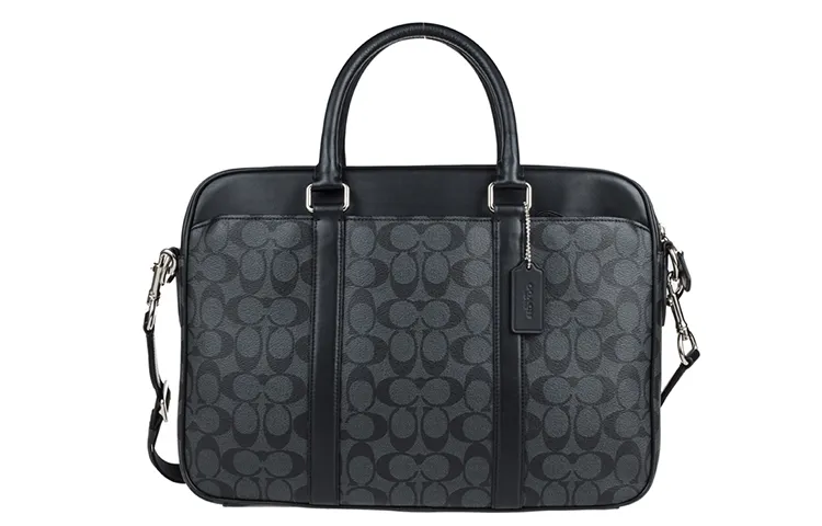 COACH PVC Laptop Bag, Briefcase, Handbag, Crossbody Bag Large Men's Black Gray