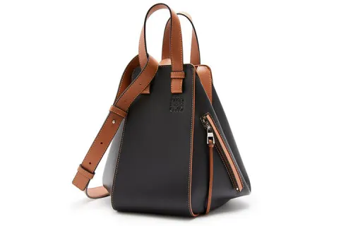 LOEWE Hammock Cow Leather Hammock Bag, Shoulder Bag, Crossbody Bag, Handbag Small Women's Black Tan