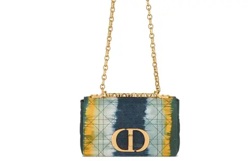 DIOR Caro Multicolor Denim Fabric Shoulder Bag, Crossbody Bag Small Women's Multicolor