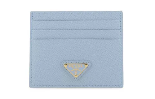 PRADA Saffiano Cow Leather Wallet Women's Light Blue