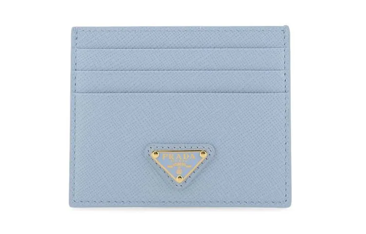PRADA Saffiano Cow Leather Wallet Women's Light Blue