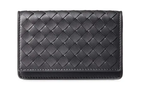 Bottega Veneta Flap Leather Wallet Men's Black