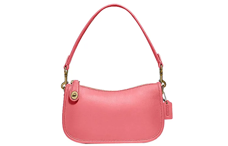COACH Swinger Leather Shoulder Bag, Pochette, Portable Crossbody Bag, Shoulder Bag Women's Pink