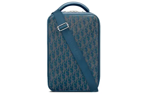 DIOR Cow Leather Shoulder Bag Men's Marine Blue
