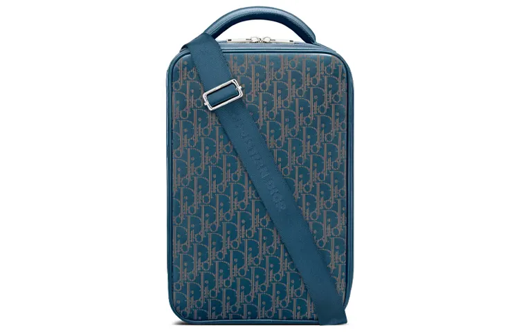 DIOR Cow Leather Shoulder Bag Men's Marine Blue