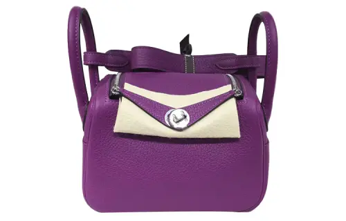 HERMES Lindy Taurillon Clemence Cow Leather Handbags 19 Women's P9 Anemone Sea Anemone Purple