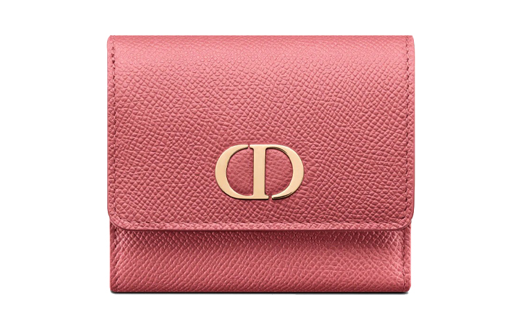 DIOR Dior 30 Montaigne Montaigne Series Japan Limited Grained Calfskin Wallet Card Holder Women's Dark Pink