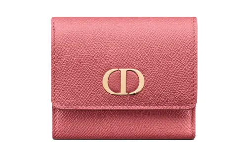 DIOR 30 Montaigne Grain Calfskin Wallet, Card Holder Women's Dark Pink