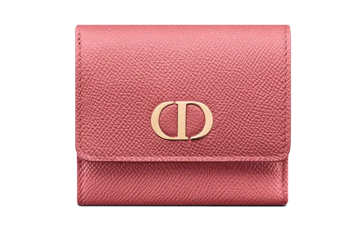 DIOR 30 Montaigne Grain Calfskin Wallet, Card Holder Women's Dark Pink