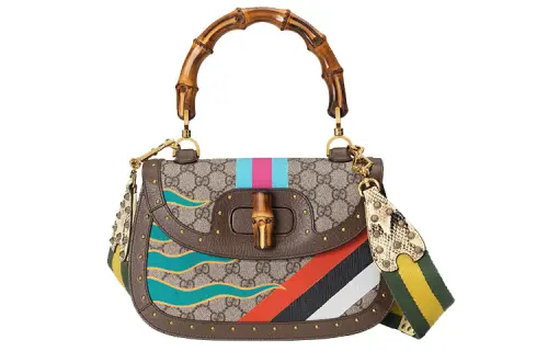 GUCCI Leather Shoulder Bag, Crossbody Bag, Handbag Medium Women's Ebony/Multicolor