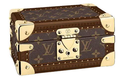 LOUIS VUITTON Coated Canvas Storage Box Hard Case Unisex Brown