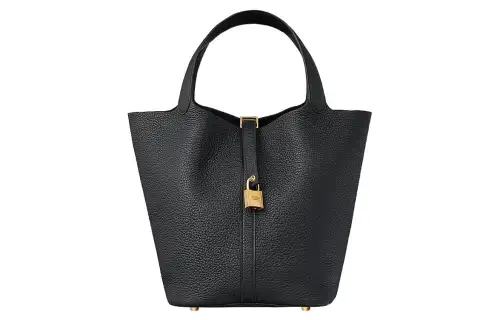 HERMES Picotin Lock Clemence Calfskin Basket Bag, Bucket Bag, Handbag 26 Women's 89 Noir Black