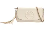 GUCCI Leather Shoulder Bag Women's White