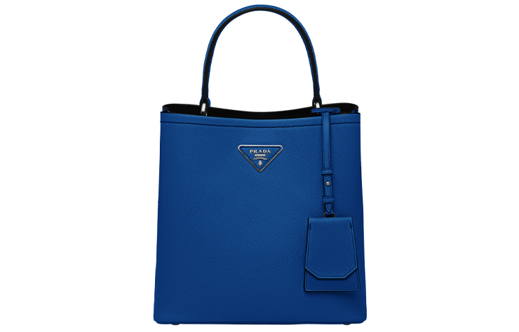 PRADA Panier Saffiano Leather Shoulder Bag, Handbag Women's Royal Blue