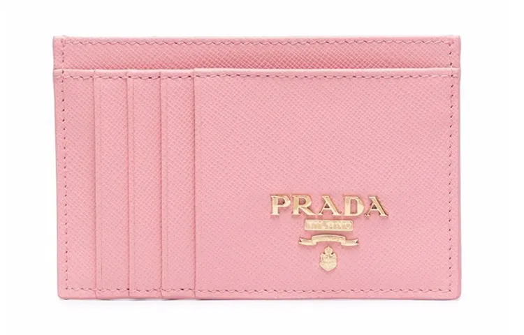 PRADA Saffiano Leather Wallet, Card Holder Women's Pink