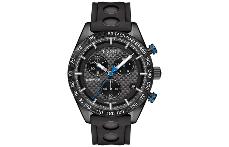 TISSOT PRS516 Quartz Movement Men's Watches Watch 42mm Black Dial Stainless Steel Case Rubber Strap