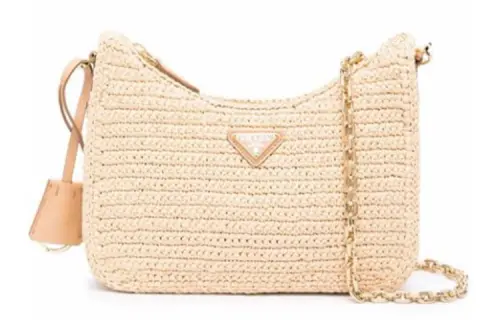 PRADA Re Edition Straw Shoulder Bag, Crossbody Bag Women's Light Umber