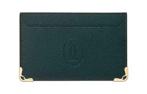 CARTIER Cow Leather Card Holder Women's Green