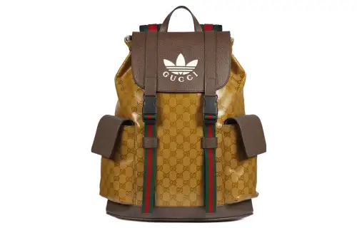 GUCCI Adidas Originals Collaboration Monogram Logo Backpack Men's Brown Yellow