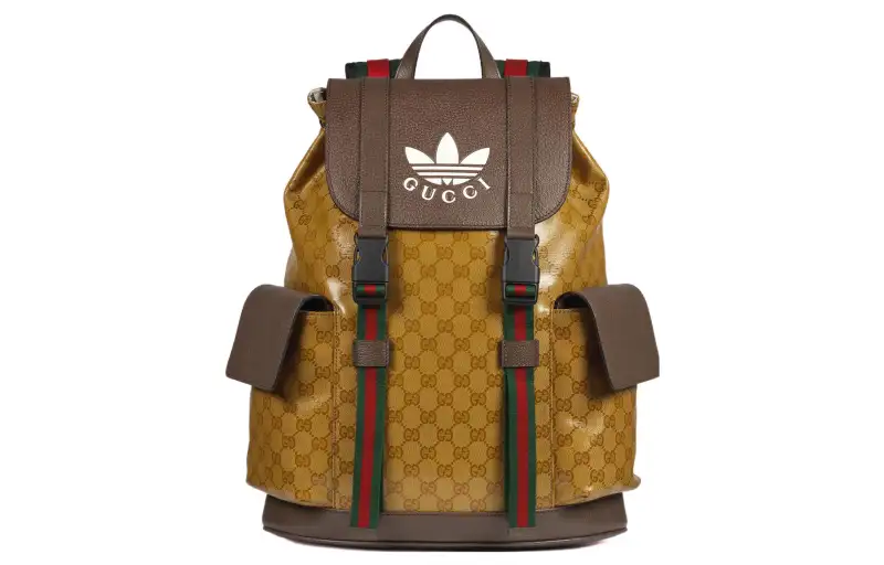GUCCI Adidas Originals Collaboration Monogram Logo Backpack Men's Brown Yellow
