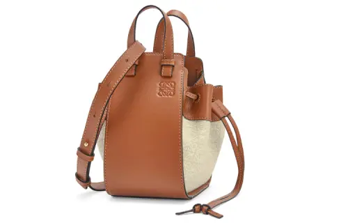 LOEWE Hammock Jacquard With Calfskin Hammock Bag, Handbag, Shoulder Bag, Crossbody Bag Mini Women's Beige & Brown