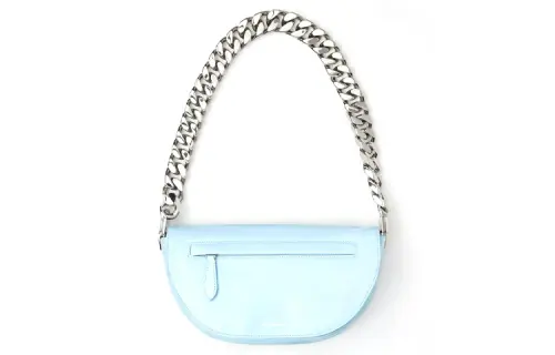 Burberry Sheepskin Shoulder Bag, Crescent Bag, Handbag, Shoulder Bag Women's Light Blue
