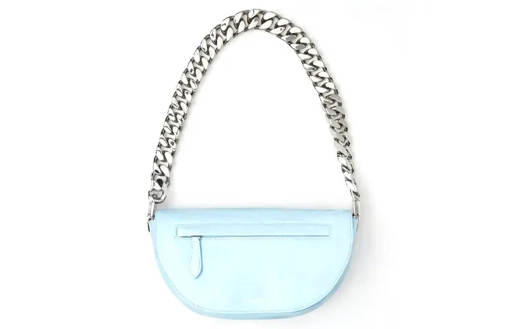 Burberry Sheepskin Shoulder Bag, Crescent Bag, Handbag, Shoulder Bag Women's Light Blue