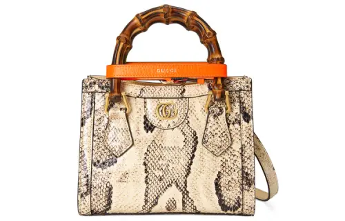 GUCCI Diana Python Skin Tote, Shoulder Bag, Crossbody Bag, Handbag Mini Women's Beige