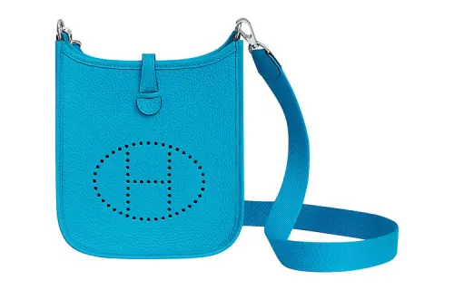 HERMES Evelyne Taurillon Clemence Cow Leather Crossbody Bag, Shoulder Bag 16 Women's 0F Bleu Frida Blue