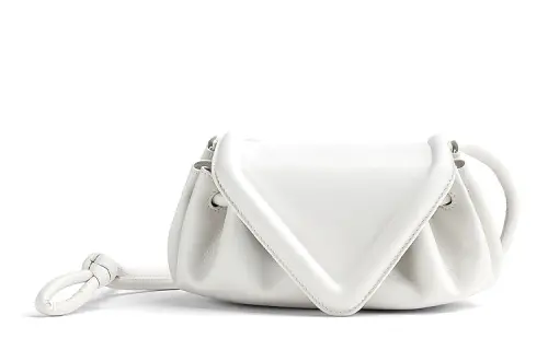 Bottega Veneta Beak Lambskin Shoulder Bag, Crossbody Bag Small Women's White