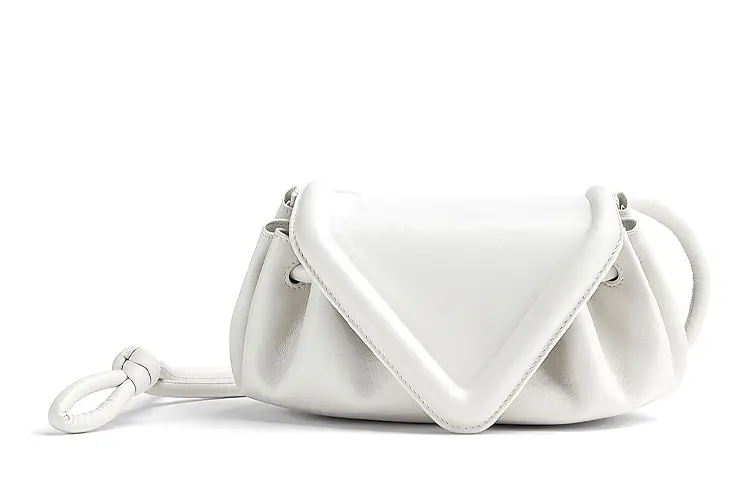 Bottega Veneta Beak Lambskin Shoulder Bag, Crossbody Bag Small Women's White